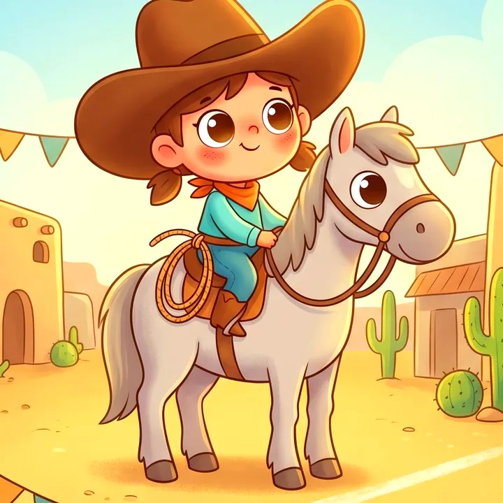 Illustration Tilibou · Cassie la cowgirl et son poney Tornado