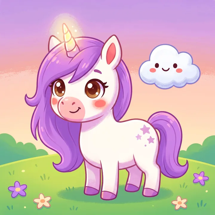 Illustration Tilibou · Luna la petite licorne et son nuage Nimbo