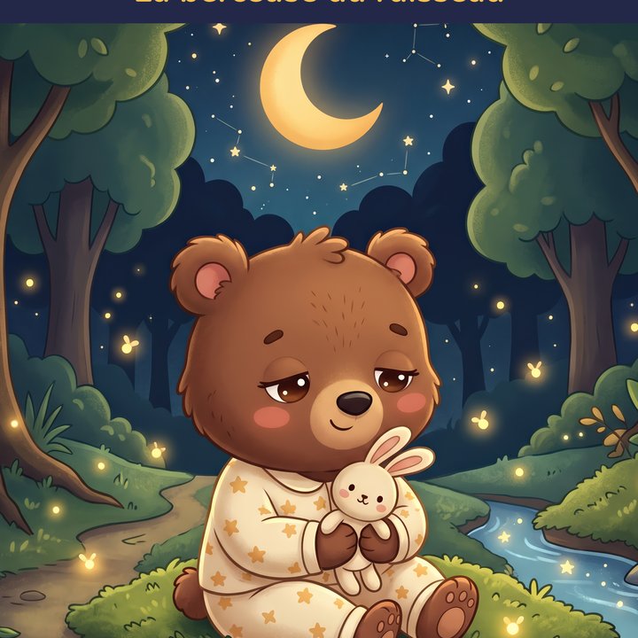 Illustration Tilibou · collection Noisette : une oursonne au clair de lune